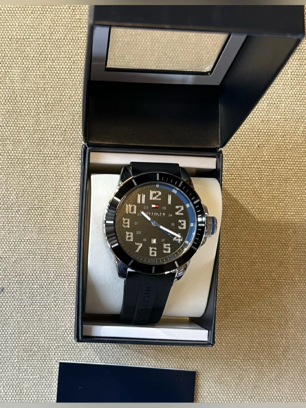Tommy Hilfiger Watch With 48mm Black Face & Black Silicone Band